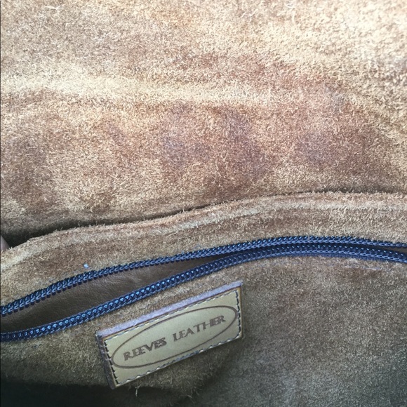 REEVES LEATHER SADDLE BAG PURSE EMBROIDERED SUEDE - Picture 6 of 8